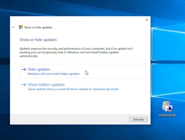 Screenshot che mostra come bloccare aggiornamenti Windows 10