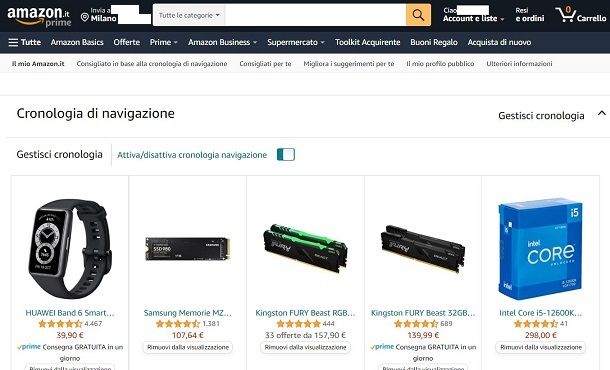 Come cancellare la cronologia di Amazon