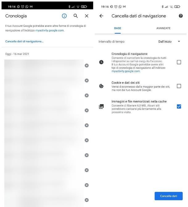 Come si svuota la cache di Android: browser