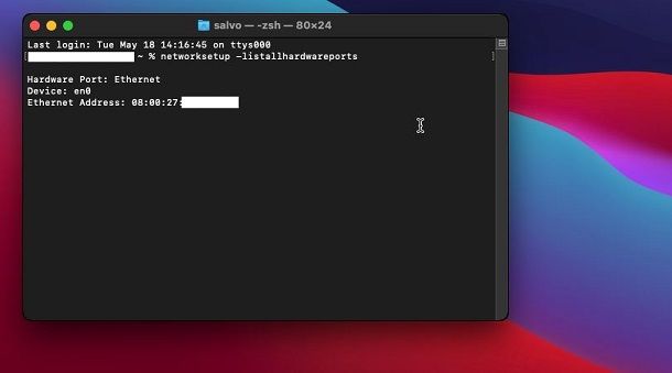 MAC Address su Terminale macOS