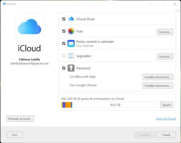 Usare iCloud Windows