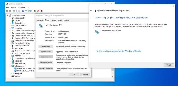 Come aggiornare driver scheda video: Windows 10