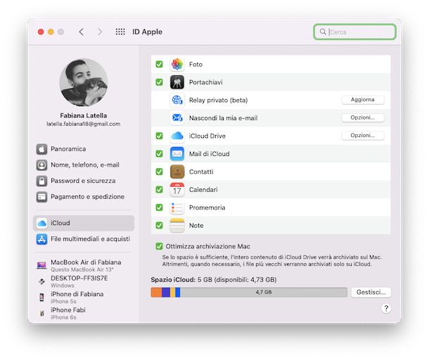 Usare iCloud Mac