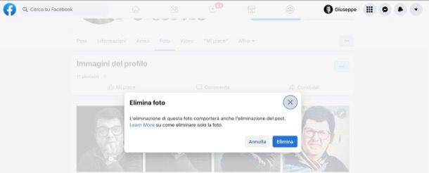 Come rimuovere foto da Facebook