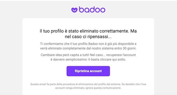 Recuperare account Badoo cancellato