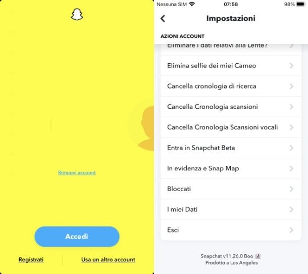 Come funziona Snapchat login