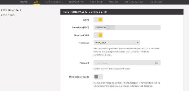 Come mettere password rete wireless: Fastweb