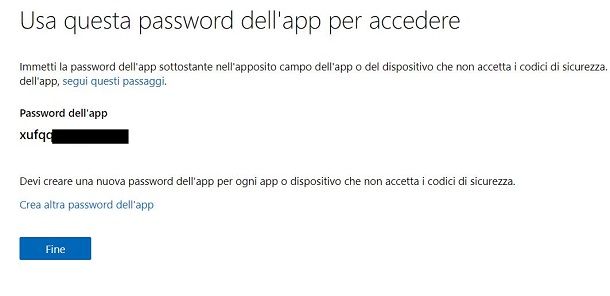 Password dell'app