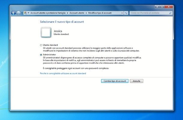 Come loggarsi amministratore Windows 7
