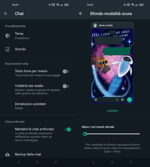 Come personalizzare sfondo WhatsApp