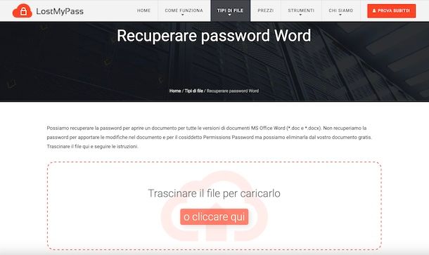 Siti online per scoprire password Word