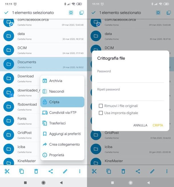 Proteggere file Android