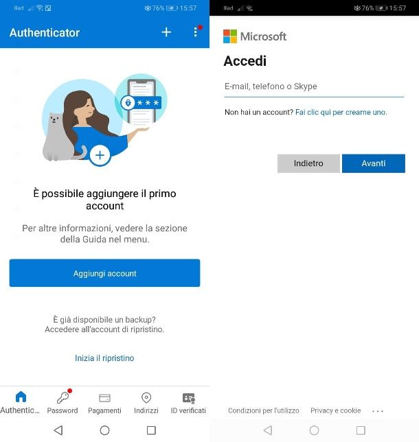 Come recuperare account Microsoft Authenticator