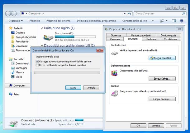 Come eseguire chkdsk Windows 7