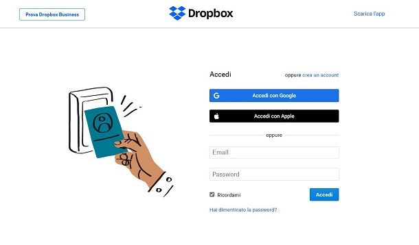 Registrarsi a Dropbox