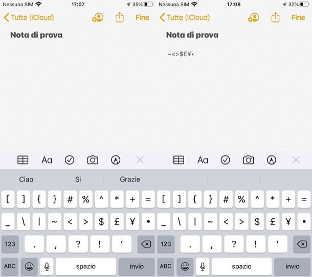 Scrivere caratteri speciali su iOS