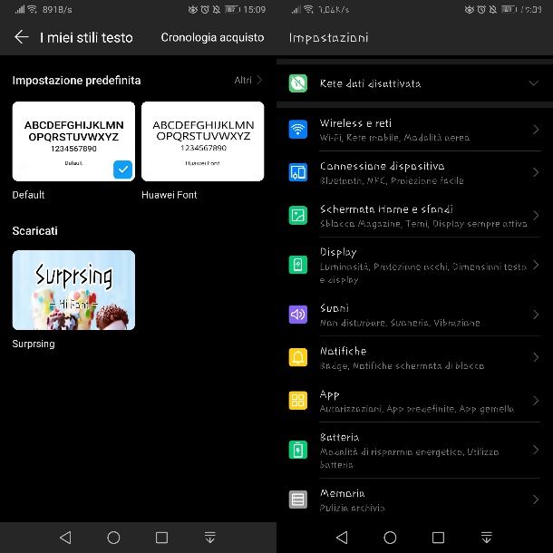 Installare font Android