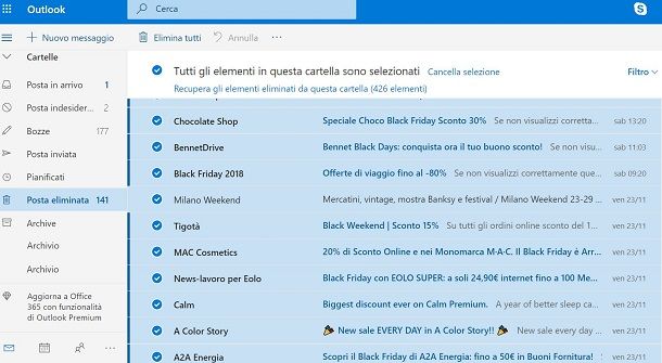Come recuperare email cancellate