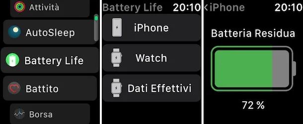 Batteria iPhone su Apple Watch