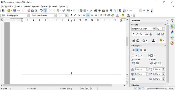 Numerazione di pagina OpenOffice