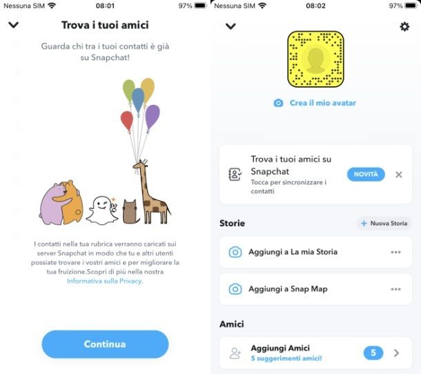 Come funziona Snapchat contatti