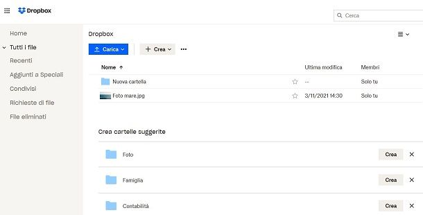 Come utilizzare Dropbox via Web