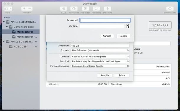 Proteggere cartella password Mac