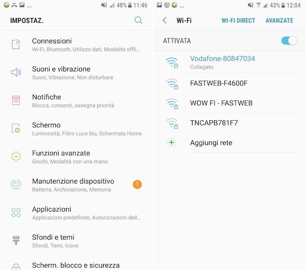 Rete wireless Android