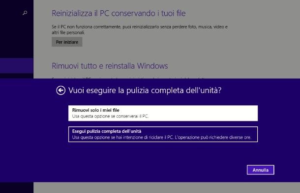 Come ripristinare Windows 8 senza CD