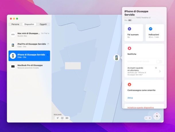 Trovare iPhone smarrito da Mac