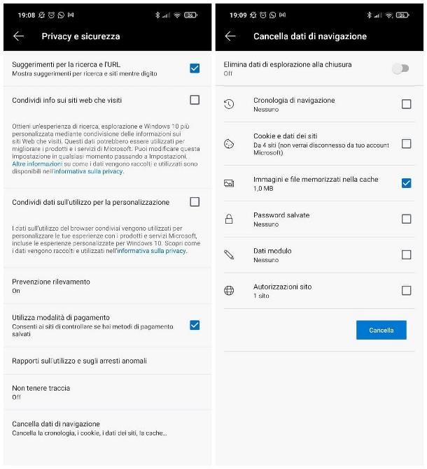 Come si svuota la cache di Android: browser