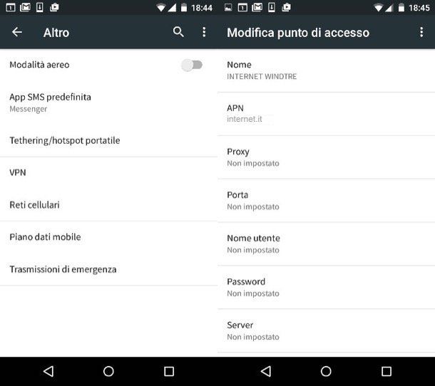 APN WINDTRE Android