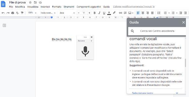 Come dettare al computer su Documenti Google