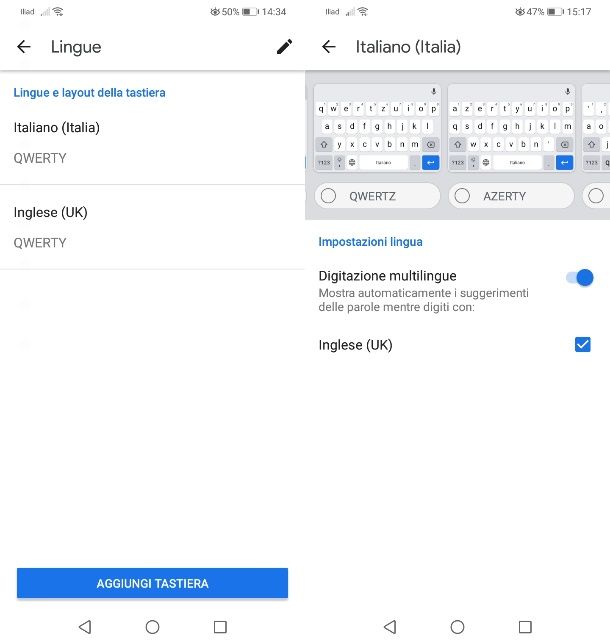 Cambiare layout Gboard