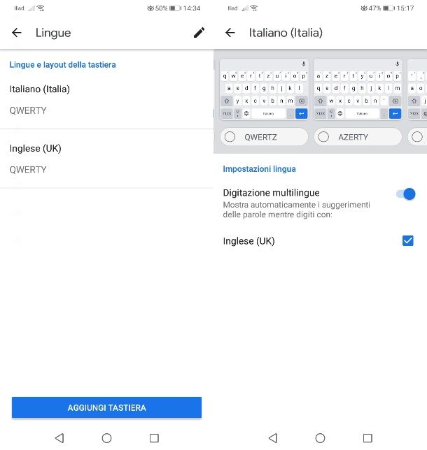 Cambiare layout Gboard