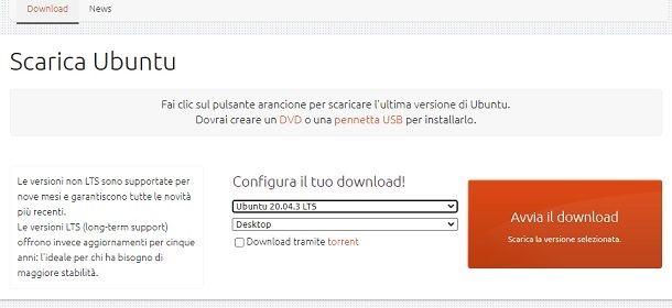 Download Ubuntu file immagine ISO