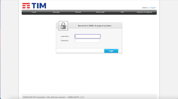 Log in modem TIM