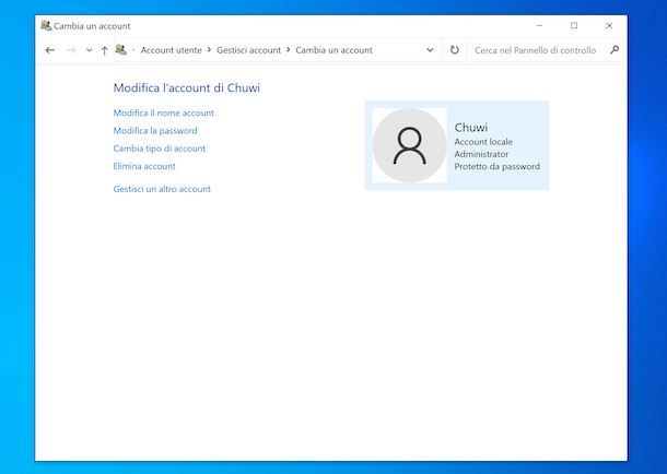 Togliere password amministratore