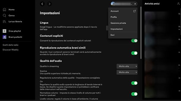 Come funziona Spotify gestione account