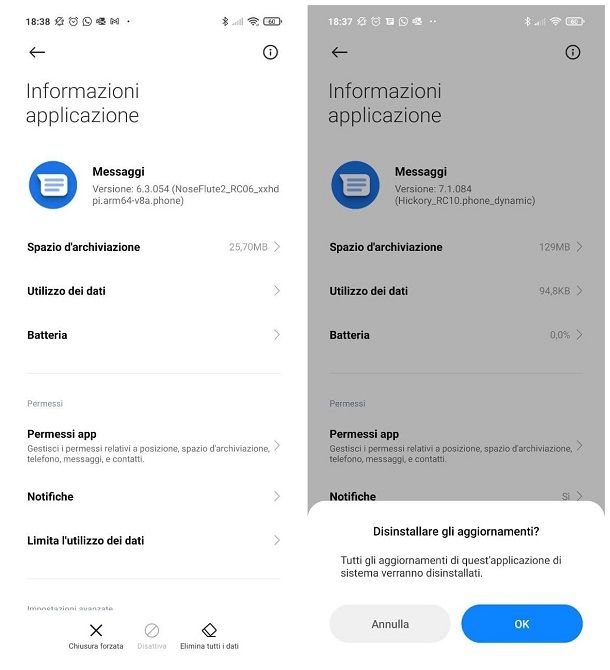 Come disinstallare aggiornamento app Android