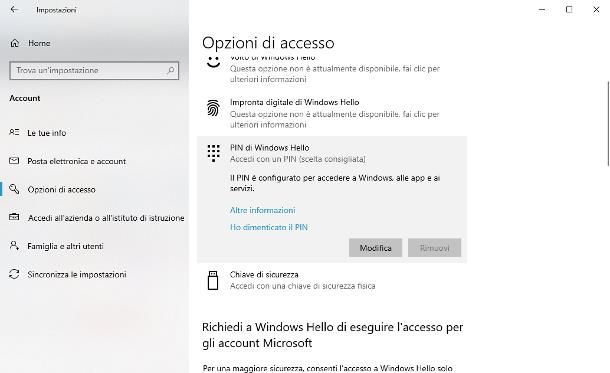 Impostare un PIN di accesso