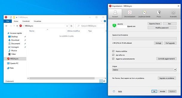 MEGA Sync su Windows