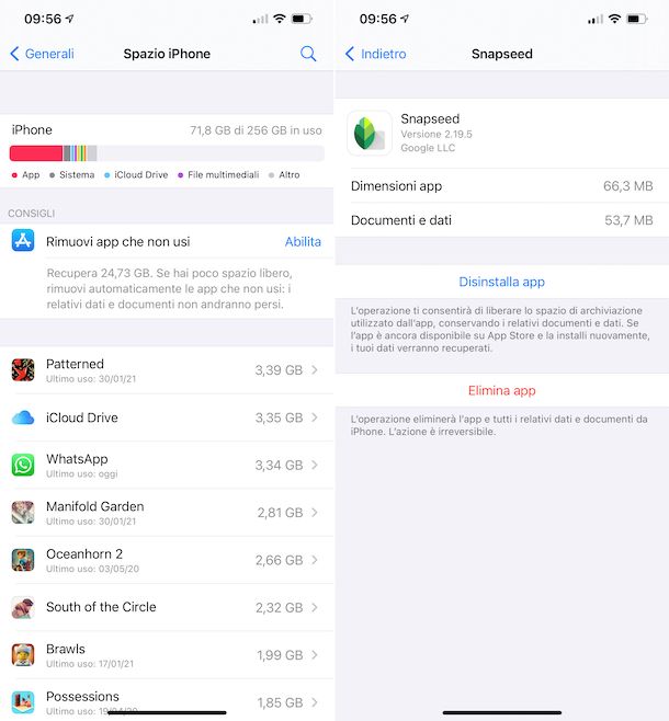 Disinstallare app home screen iPhone