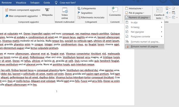 Come eliminare numero pagina Word