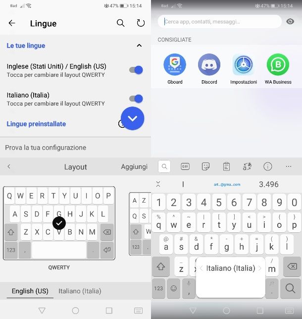 Cambiare layout SwiftKey