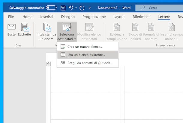 Creare etichette con Word da Excel