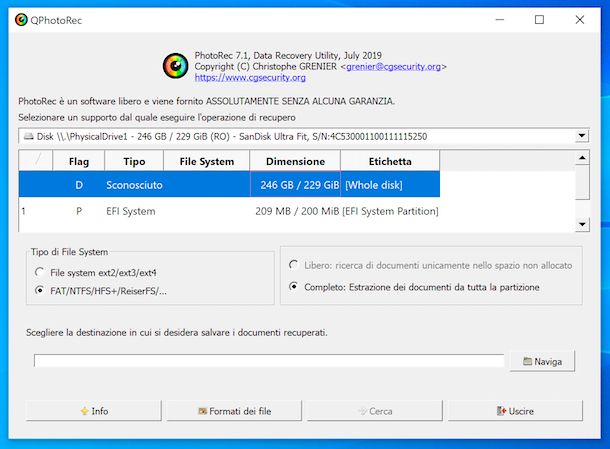 riparazione file system hard disk esterno