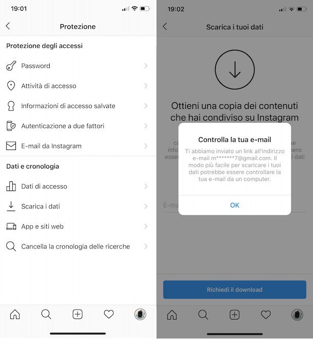 Fare backup su Instagram