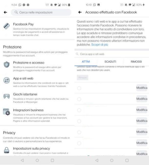 App e siti Web facebook