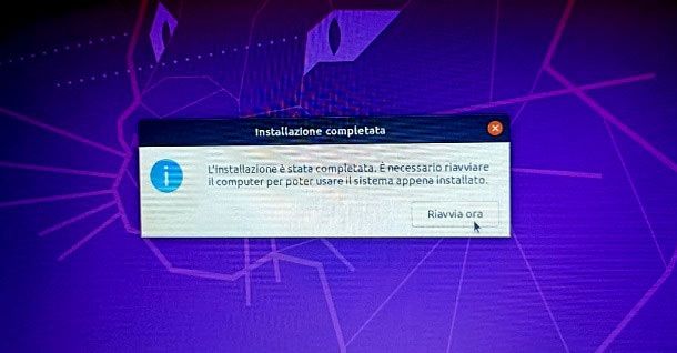 Installazione Ubuntu terminata
